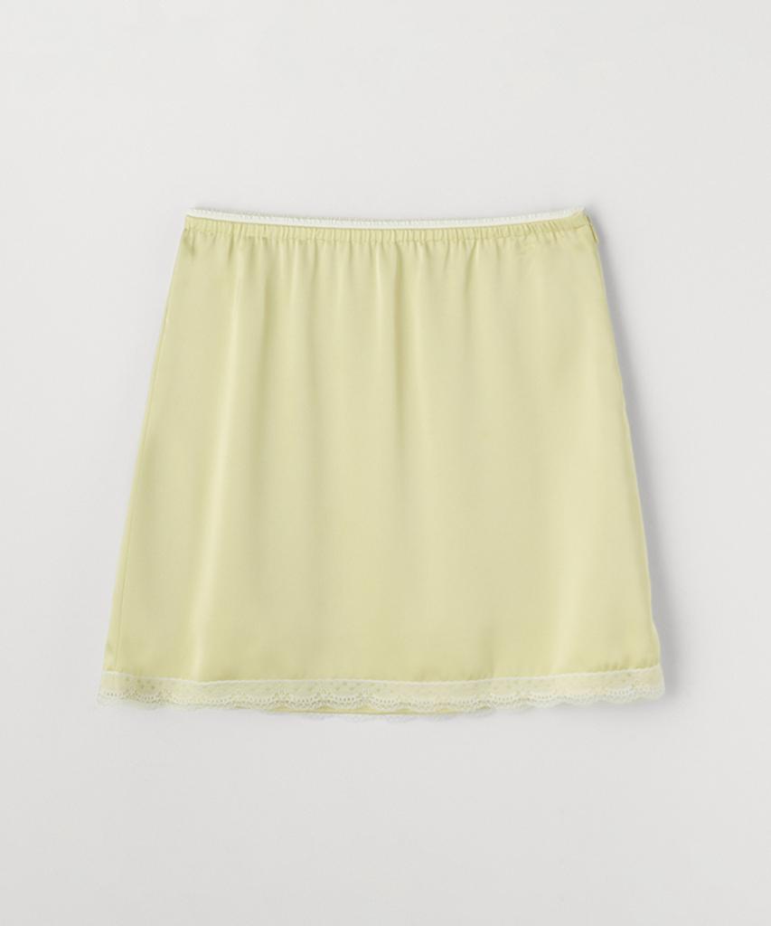 Selliteiljeu Satin Lace Mini Skirt_Lime