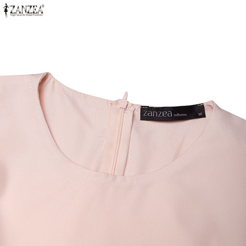 ZANZEA Damen Freizeit Rundhals Ärmellos Elegant Umhang Kleid