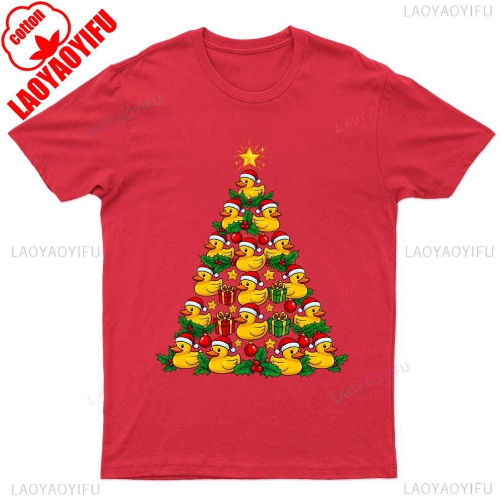 Rubber Ducks Christmas Tree TShirt Unisex Gift Retro Funny Christmas Ducks Graphic Shirt New Year Streetwear Gift Men Clothing
