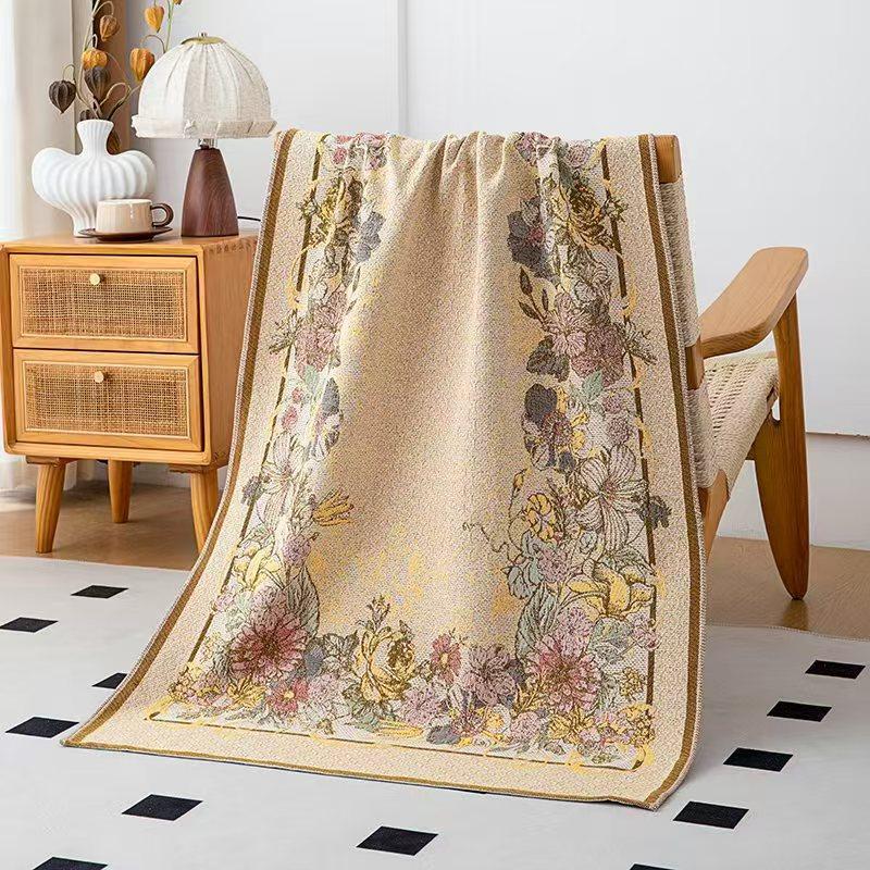 Ethnic Style Oversized Pure Cotton Jacquard Bath Towel with Tassels - Thickened Multi-layer Gauze.