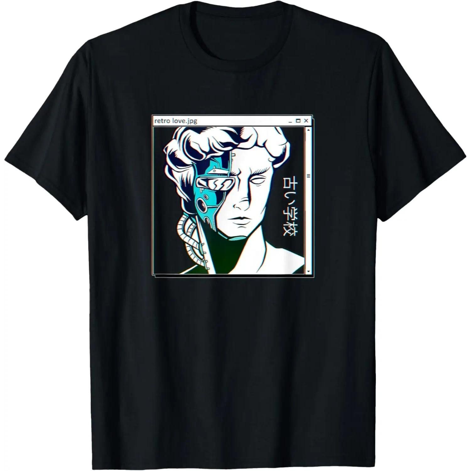 Internet Human futuristic Japan Art 90s Vaporwave Aesthetic T-Shirt S чёрный