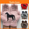 Stylish Women's Cute Horse Gloves Featuring Cozy Full Finger Design For Winter Activities