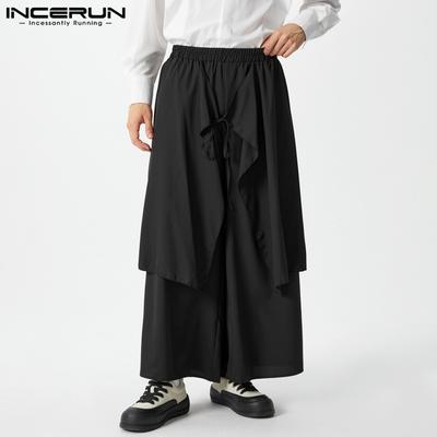 Pánské elastické pasové sukně Kalhoty Bandáž Plisované gotické kalhoty Culottes