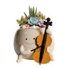 Cute Guitar Plant Pot Funny Smiling Face Flowerpot Desk Decoration Cute Plant Pots Guitar Boy Shape Smile Face Planter Pot
