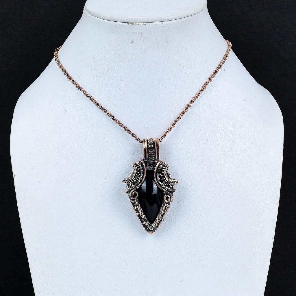 Black Onyx Jewelry, 999 Copper Wire Wrapped Pendant Handmade Gemstone Jewelry, Gifts For Wife Brand New Pendant