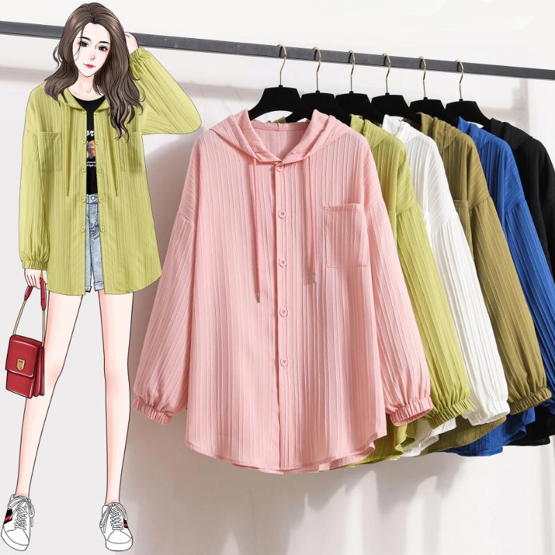Women's Spring and Summer Versatile Long-sleeved Sun Protection Jacket, Mid-length Loose Cardigan with Hood, Thin Style