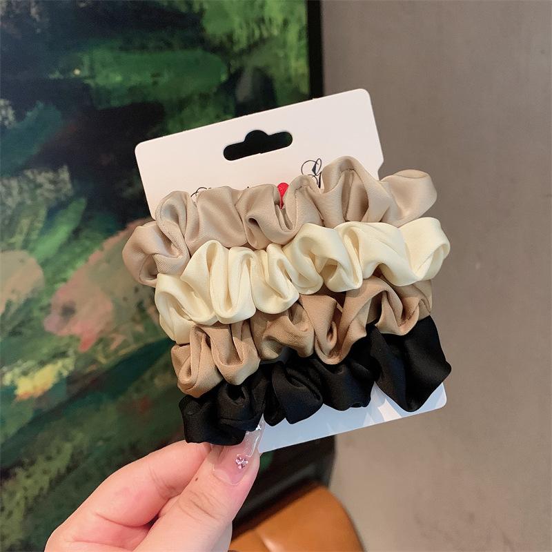 

Набор из 3/4 шт. атласных резинок для волос, винтажные однотонные эластичные резинки для волос, резинки для хвоста, модные аксессуары для волос для девочек