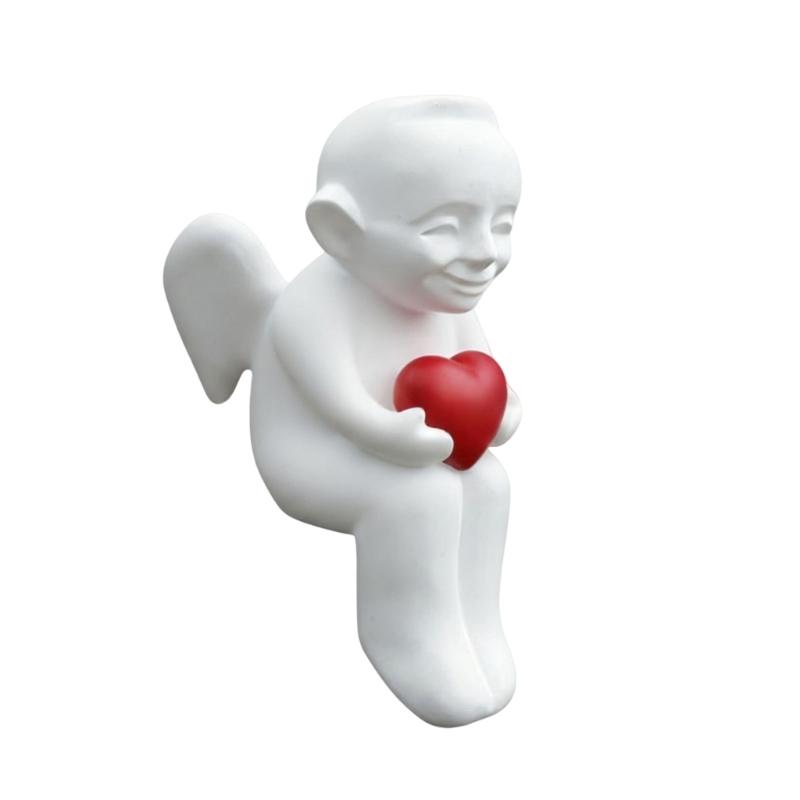 Angel Holding Heart Statue Love Expression 3D Printed Sculpture Figurine for Home and Office Tabletop Bookshelf Decors Gift