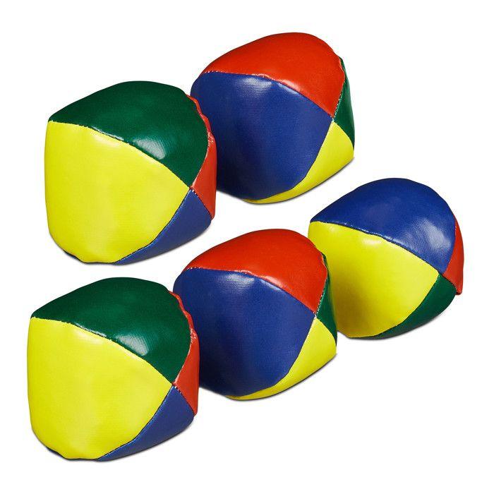 Relaxdays Juggling Balls, Set of 5, D : 65 Mm, Beginners and Pros, PVC & Sand, Juggling Balls, Multicoloured