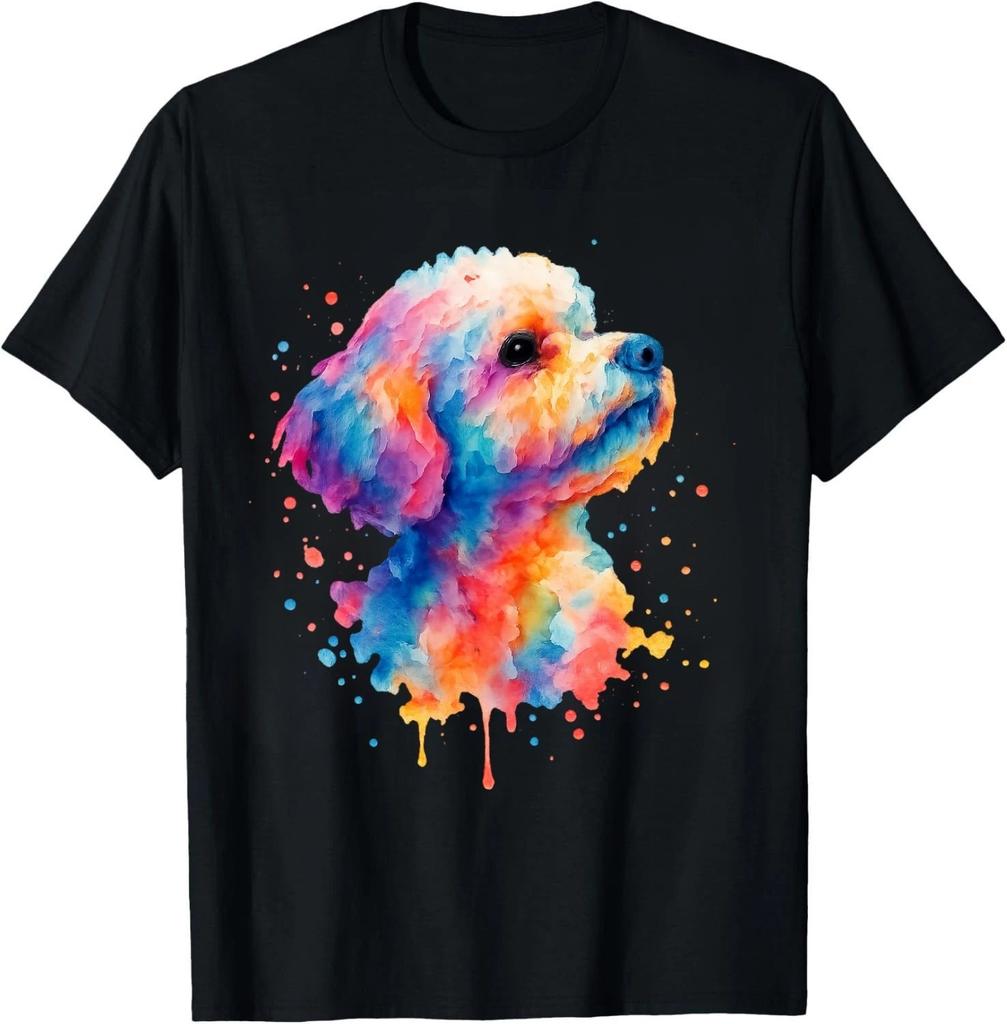 Great Bichon Frise Watercolor Splash Art T-Shirt – Colorful Dog Lover Gift