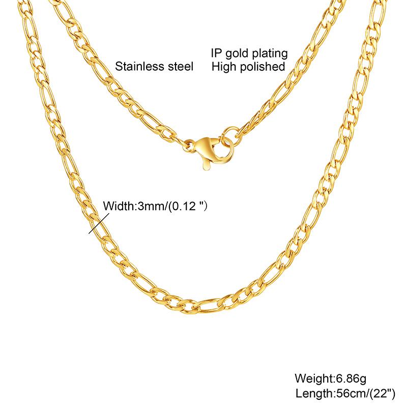 Figaro Chain Necklace Stainless Steel Link Gold Color Choker Necklace Layered Women Girls 14" 18" 20" 24"