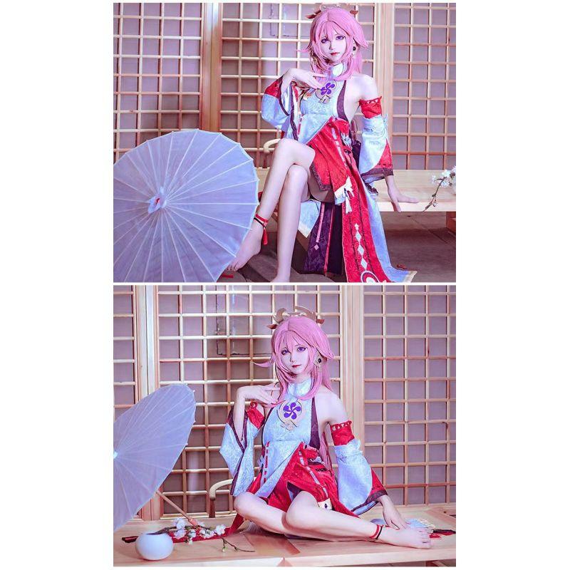   Yae Miko Cosplay Costume   Game   CosplayWig Dress Shorts Sets Halloween Women Men Costumes