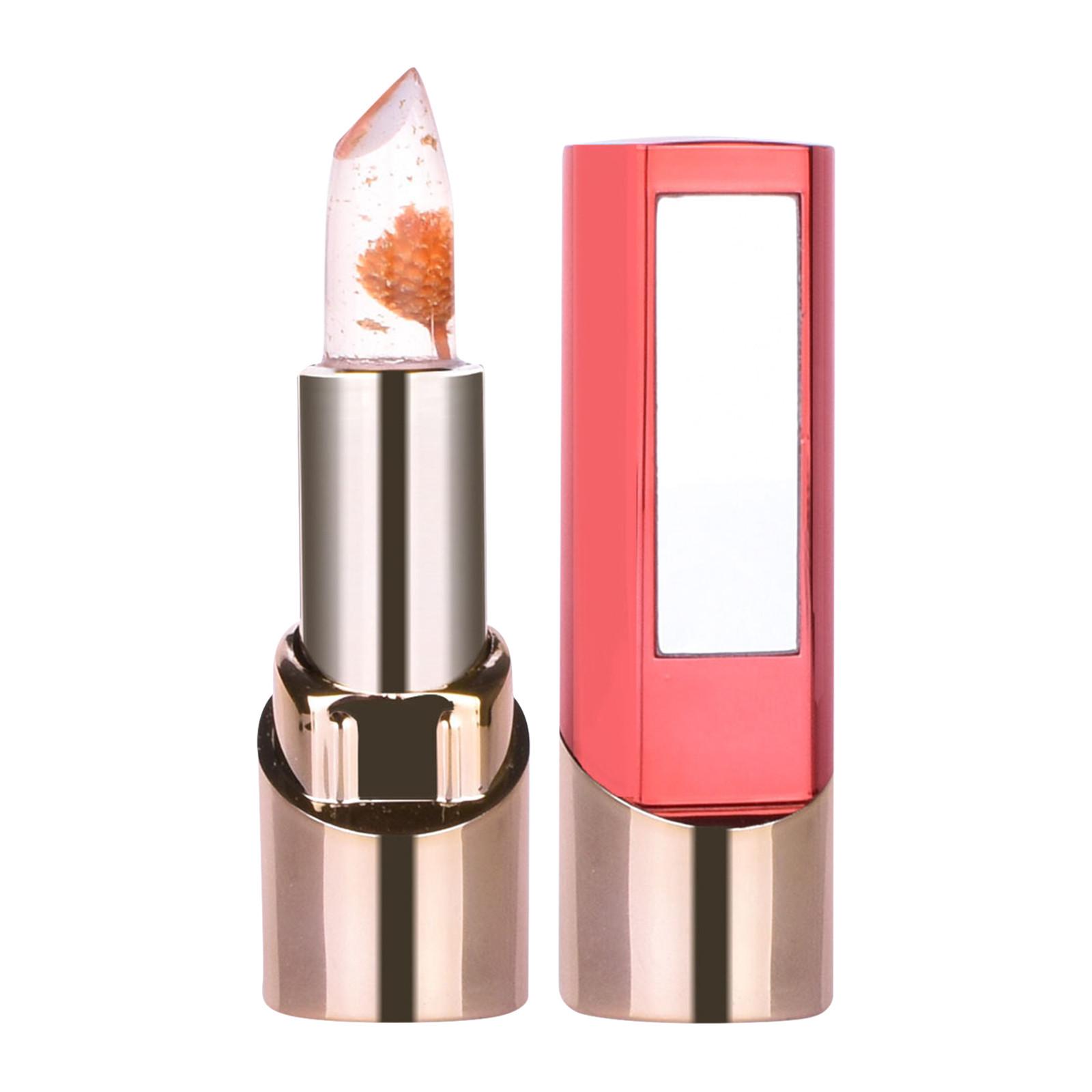 

1 шт., губная помада с кристальным желе и цветком, питательная долговечная губная помада, бальзам для губ с изменением цвета, питательный желейный прозрачный бальзам для губ One Size