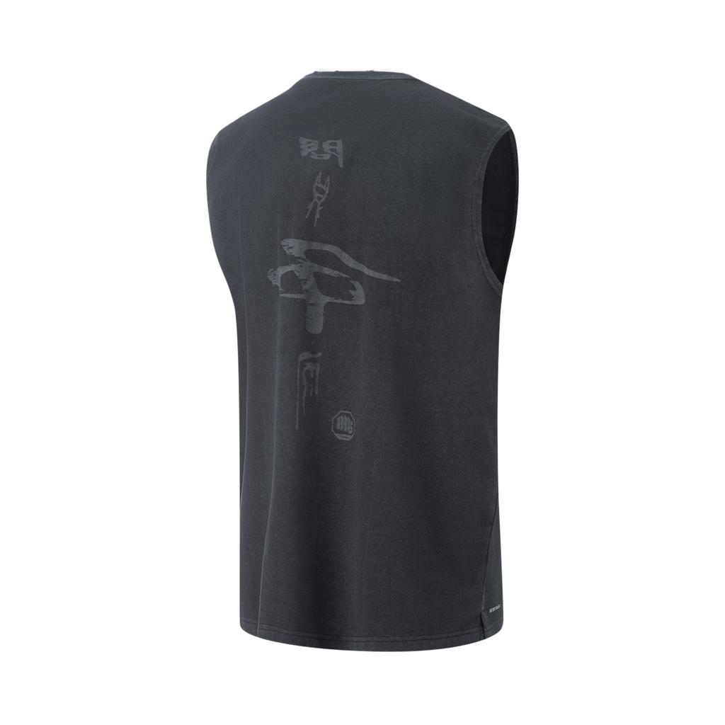 Li Ning Badfive Letter Round Neck Comfortable Breathable Versatile Sleeveless Vest Men Tops Black AVSV177-3
