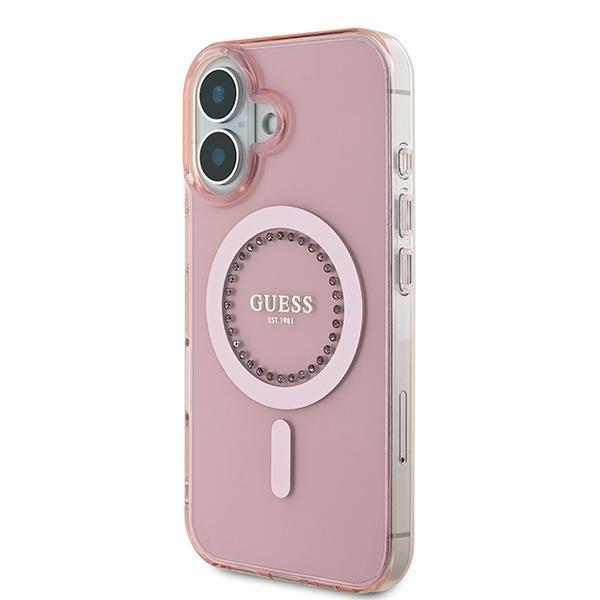 Etui Do iPhone 16 Guess Hardcase Rhinestones MagSafe Różowy