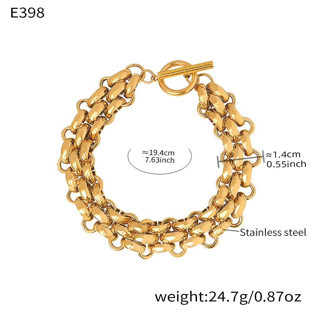 OT Buckle Watch Chain Necklace & Bracelet Light Luxury Hip Hop Set - Exaggerated Niche European-American Fashion Accessories.