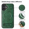 For iPhone 16 Case Compatible with MagSafe with Folded Kickstand PC Silicone Leather Phone Back Cover