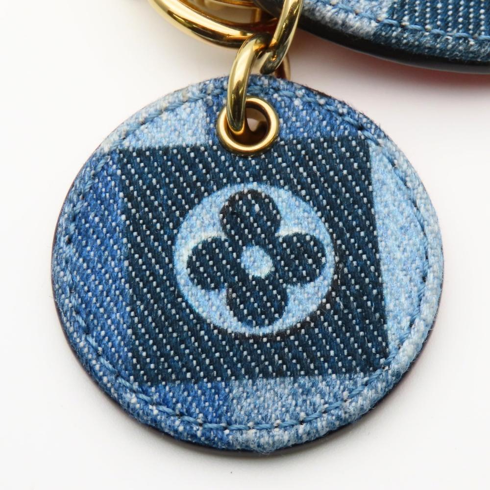 Used LOUIS VUITTON key ring Porto Kure M69017 Monogram denim/leather Blue Red Key ring