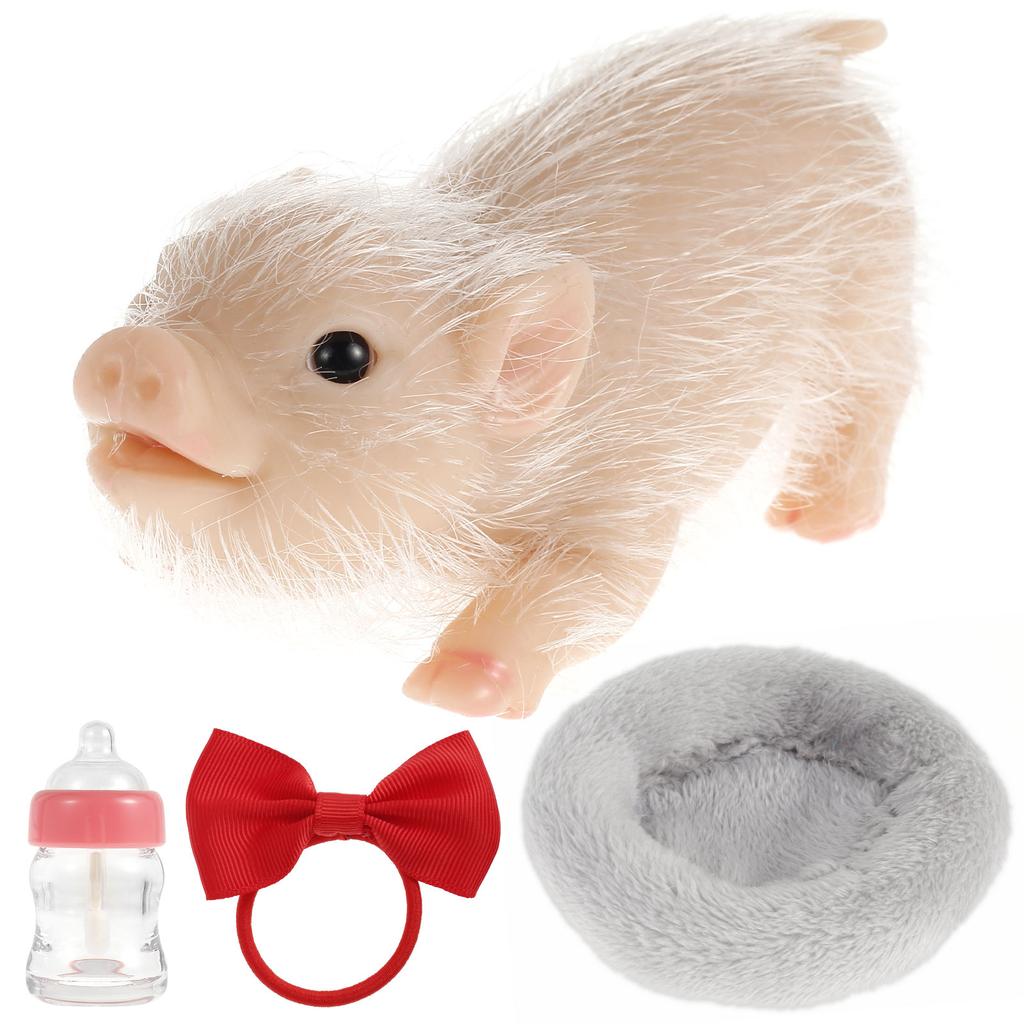 Lifelike Reborn Puppy/Piggy Doll Soft Silicone Mini Doggy/Pig Doll Toys with Feeding Bottle Accessories Kids Christmas Doll Gift