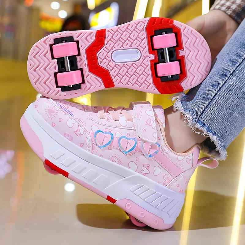 TUINANLE ბავშვთა როლიკები მოდური გარე სპორტული ფეხსაცმელი ახალი LED განათებიანი ფეხსაცმელი საყვარელი საბავშვო კედები გოგონასთვის