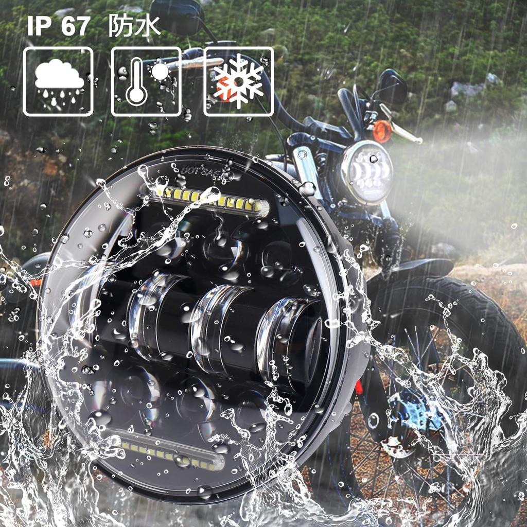 MOVOTOR 5.75-inch 66W LED Headlight with Hi/Lo Beam, DRL and Daytime Running Lights for Harley-Davidson (1 Headlight)