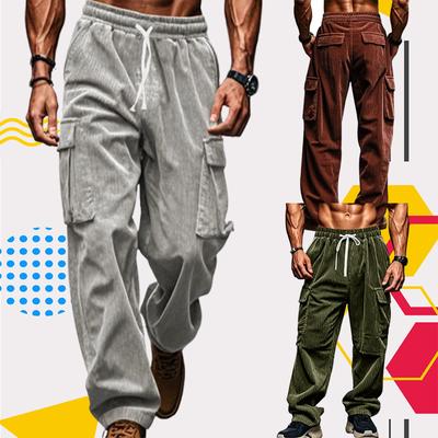 Autumn Winter  Corduroy Pants Men Retro Casual Pants Men Streetwear Hip-hop Loose Straight Pants Mens Vintage Trousers Large Size Sports Pants