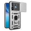 For vivo V60 5G Case with Slide Camera Lid PC+TPU Kickstand Phone Cover