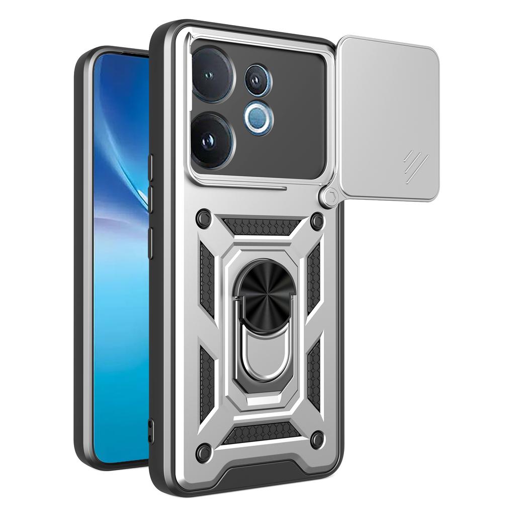 For vivo V60 5G Case with Slide Camera Lid PC+TPU Kickstand Phone Cover