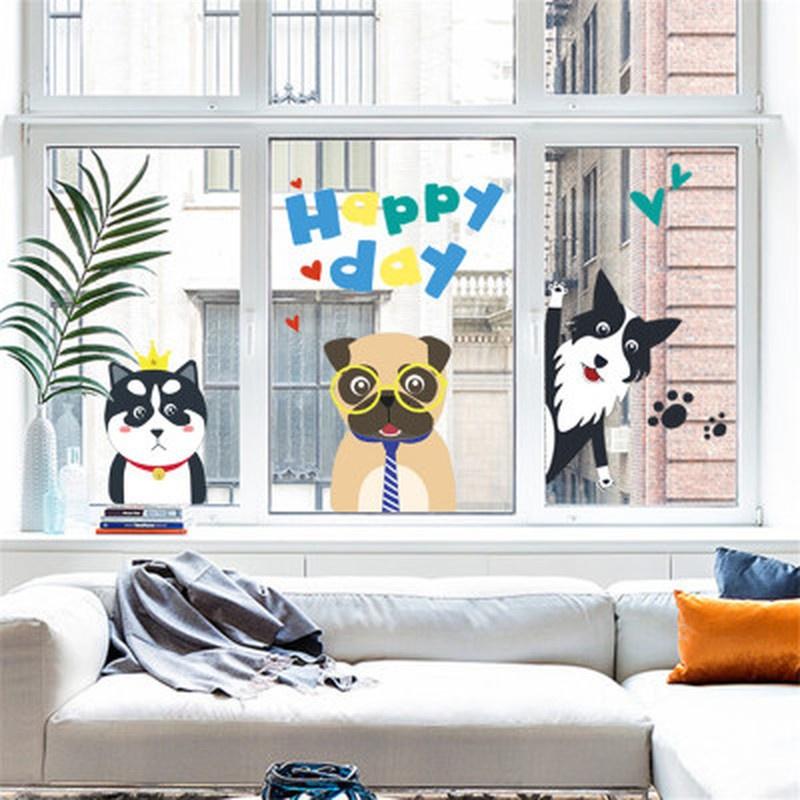 New Cute Animal Dog Wall Stickers Children Room Decoration Background Wall Sticker