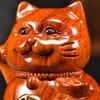 Rosewood Lucky Cat Wooden Ornament - Fortune Cat Decoration for Living Room, Shop, or TV Cabinet.