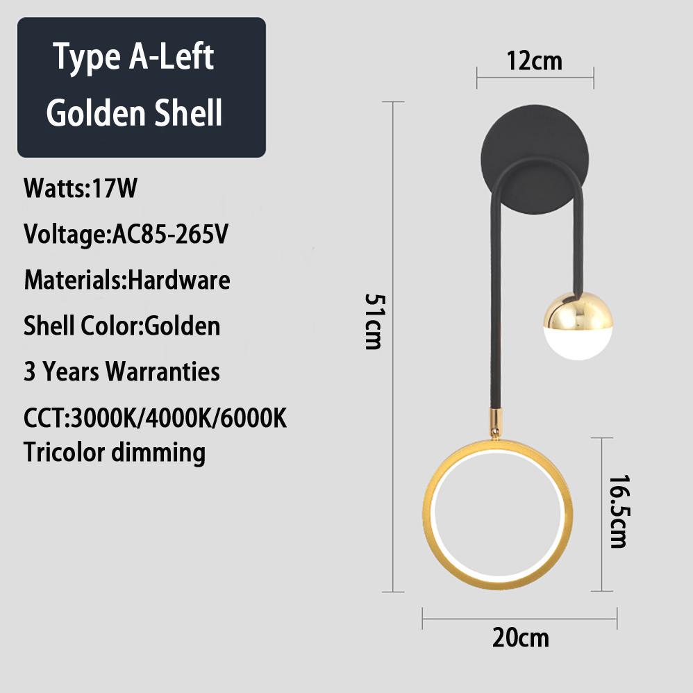 Indoor LED Wall Lamp AC85-265V 5 Types Black Golden Shell Modern Simplicity Indoor Wall Lamps with High Brightness LED Lighting