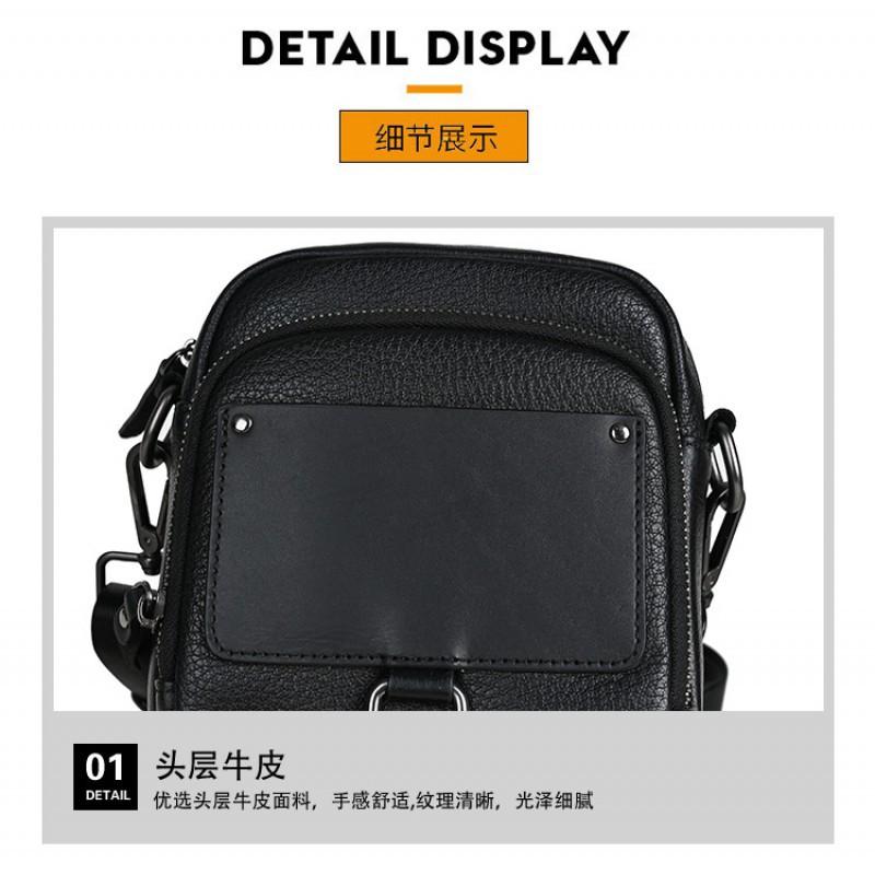 Japanese Korean Trendy Men's Single Shoulder Crossbody Bag Multifunctional Genuine Leather Casual Mobile Phone Waist