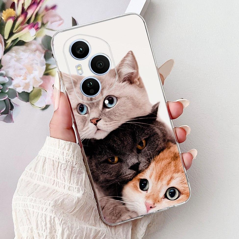 Clear For Honor 400 Pro Case DNP-NX9 Cute Cartoon Cat Fashion Flower Funny Painted Soft Bumper For Honor 400Pro Back Cover Funda