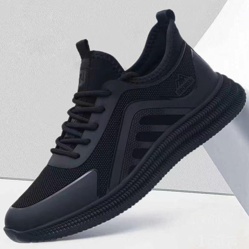 

Men s sports shoes are trendy and comfortable Korean version of atmospheric versatile running shoes, light and breathable soft-soled casual men s sho 39 чёрный