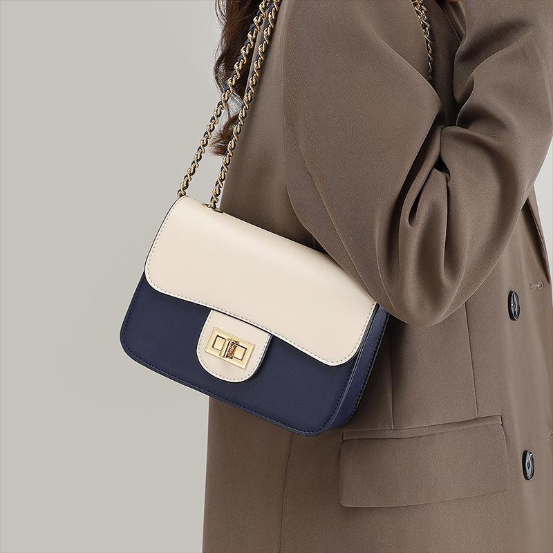 

Bag Crossbody Leather Women S Bag Versatile High-End Sense Light Luxury Niche One-Shoulder Armpit Chain Bag темно-синий