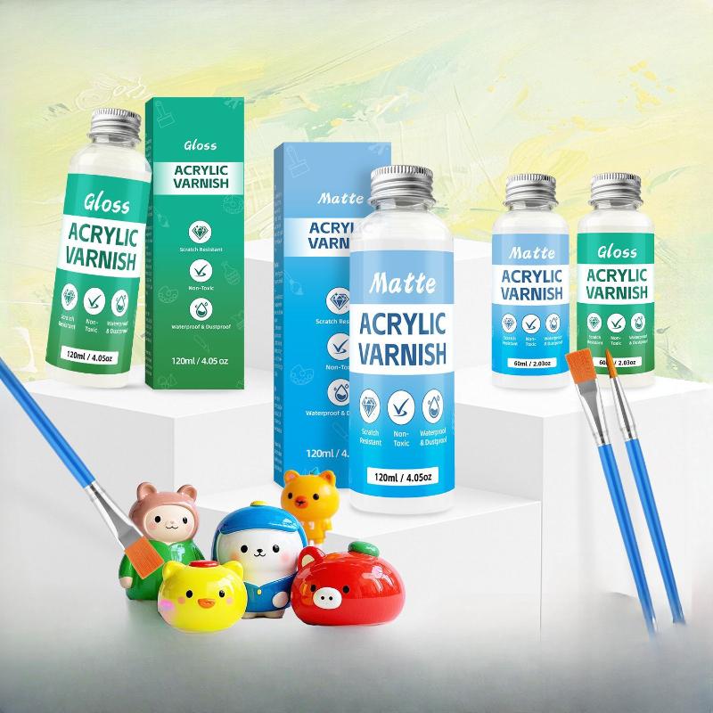 60/120ML Matný lak na akrylové barvy & sádrové figurky - Vodou ředitelný prachotěsný uzávěr, Ochranný nátěr pro DIY řemesla