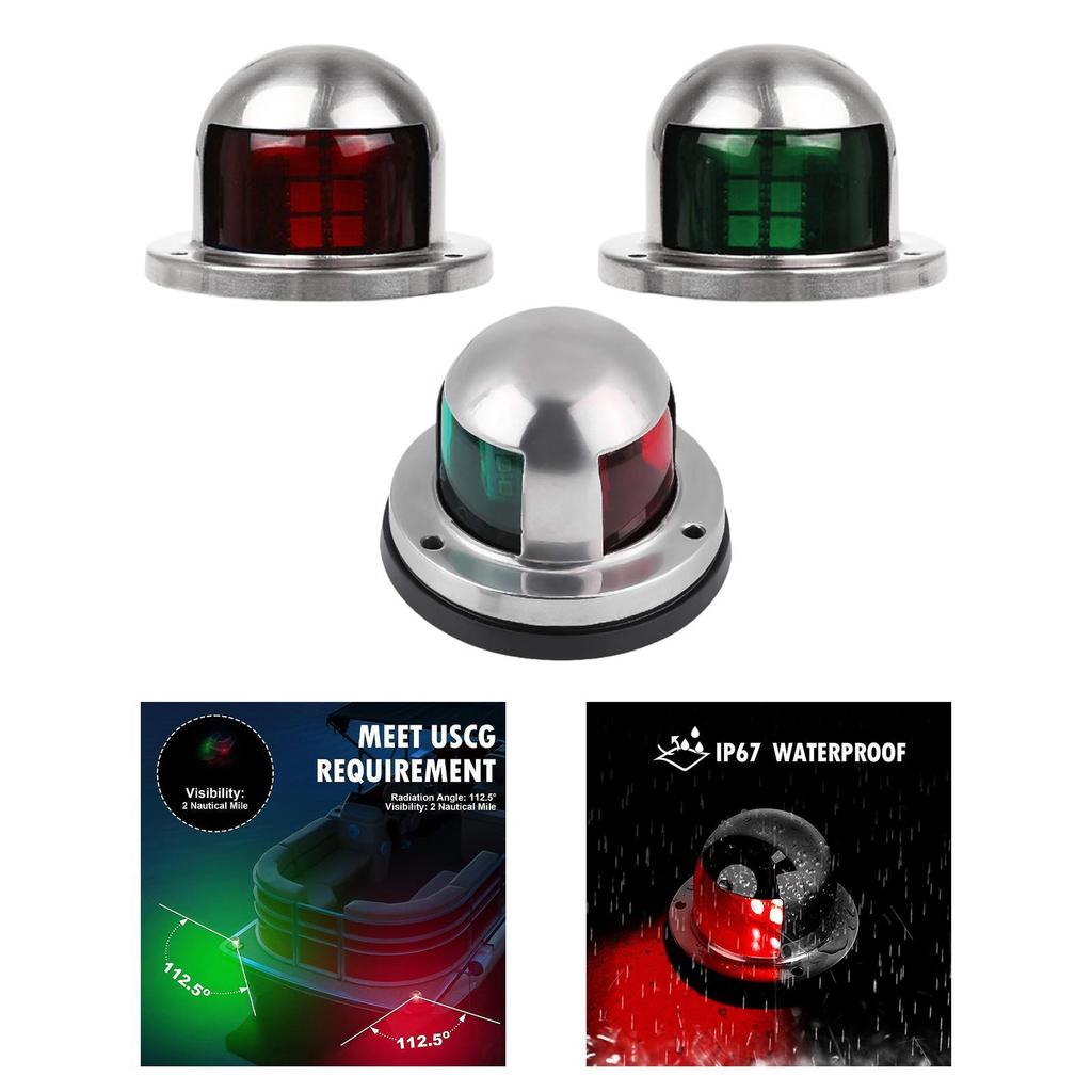 Boat Navigation Light Lamp Electric Equipment Round Housing Warning Light for Boating Dinghy Pontoon Sailboats Speedboat