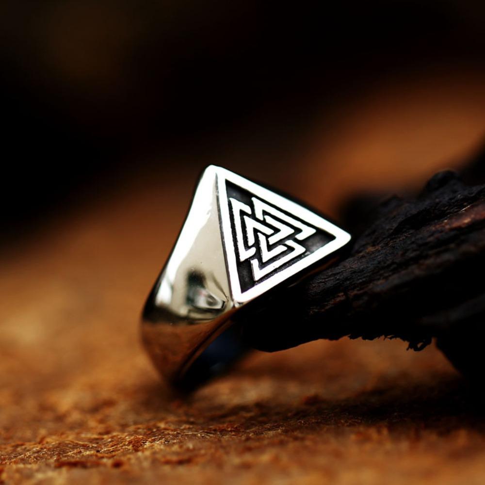 Vintage Nordic Viking Ring Titanium Steel Rune Protector Amulet Ring for History Buffs