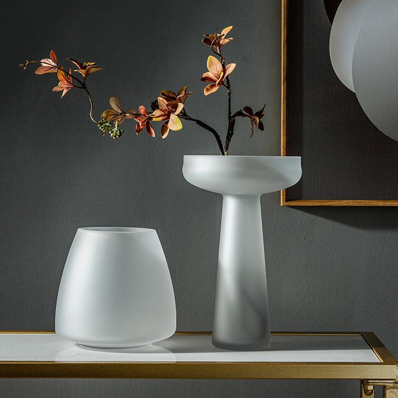 Nordic Light Luxury Home Decor Váza z matného skla Dekorace do obývacího pokoje Stolní květiny Hydroponická váza Dekor do terária