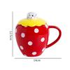 Kreativní jahodový keramický hrnek roztomilý hrnek na kávu s víkem odpolední čaj mléčný hrnek džus hrnek na nápoje domácí hrnek na vodu
