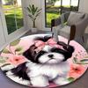 1pc Dog Rug, Digital Printed Home Chair Sofa Mat, Durable Office Round Carpet, Beautiful Festival Decorations
