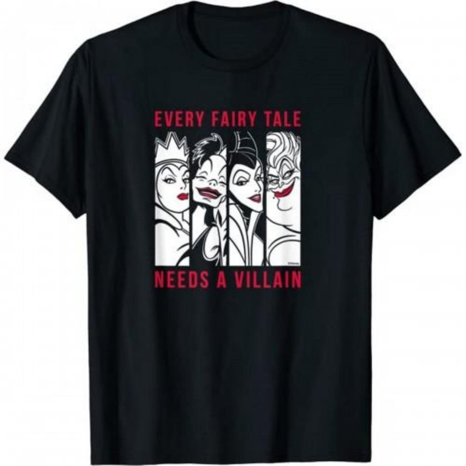 Disney Mens Every Fairy Tale Needs A Villain Cotton T-Shirt S чёрный