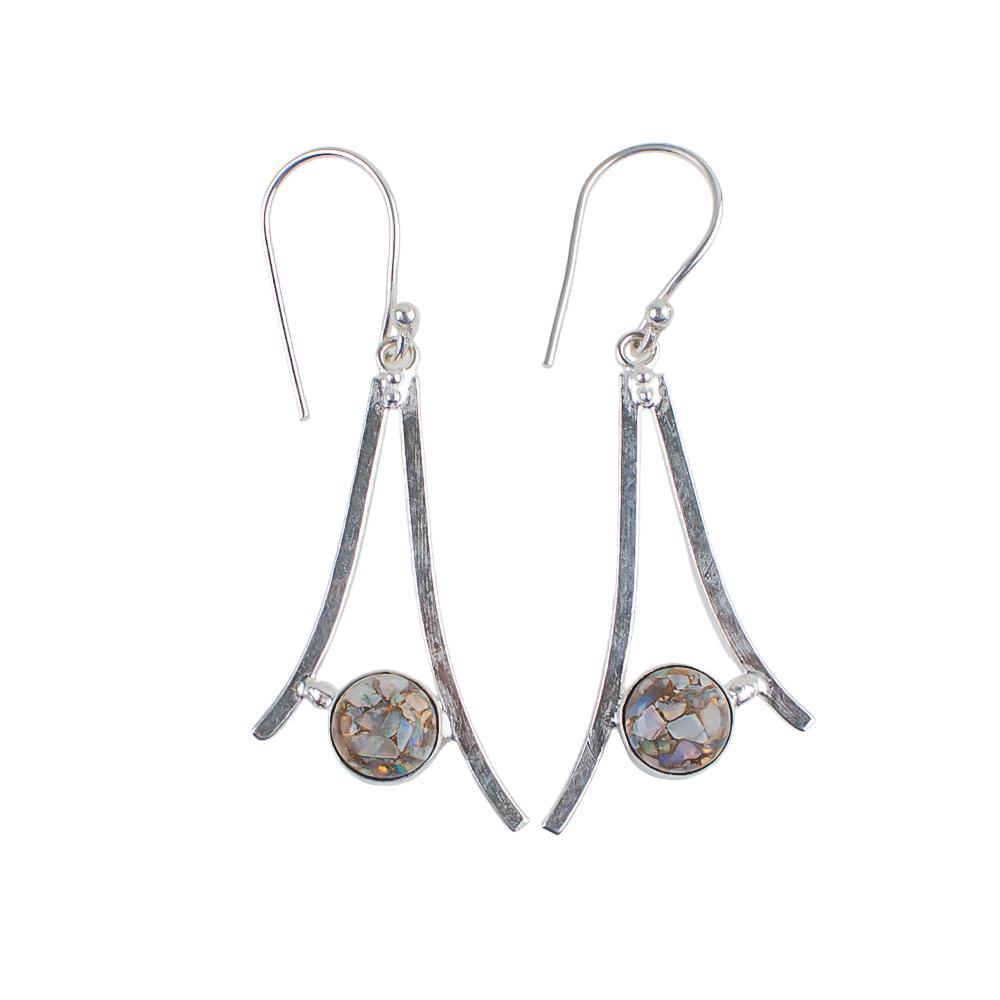 Ethiopian Copper Turquoise Gemstone 925 Sterling Silver Jewelry Earrings 1.45" EE-66-17