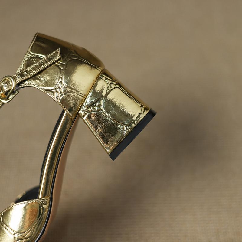 Fashion Women's new spring/summer color blocked leather square toe high-heeled high-heeled oversized elastic belt buckle toe sandals