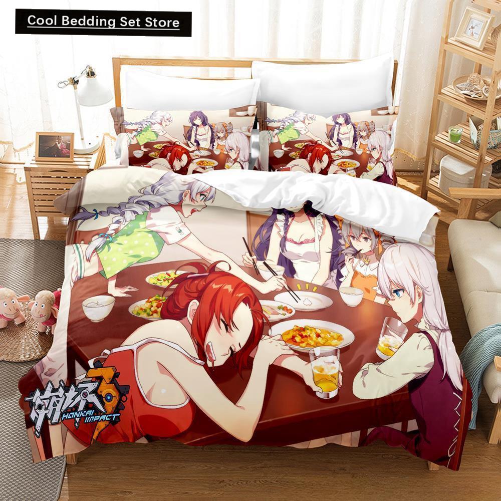 Spel Honkai Impact 3 Sängkläder Set Enkelsäng Tvilling Full Queen King Size Sängset Vuxen Barn Sovrum Påslakanset Anime Lakan Set