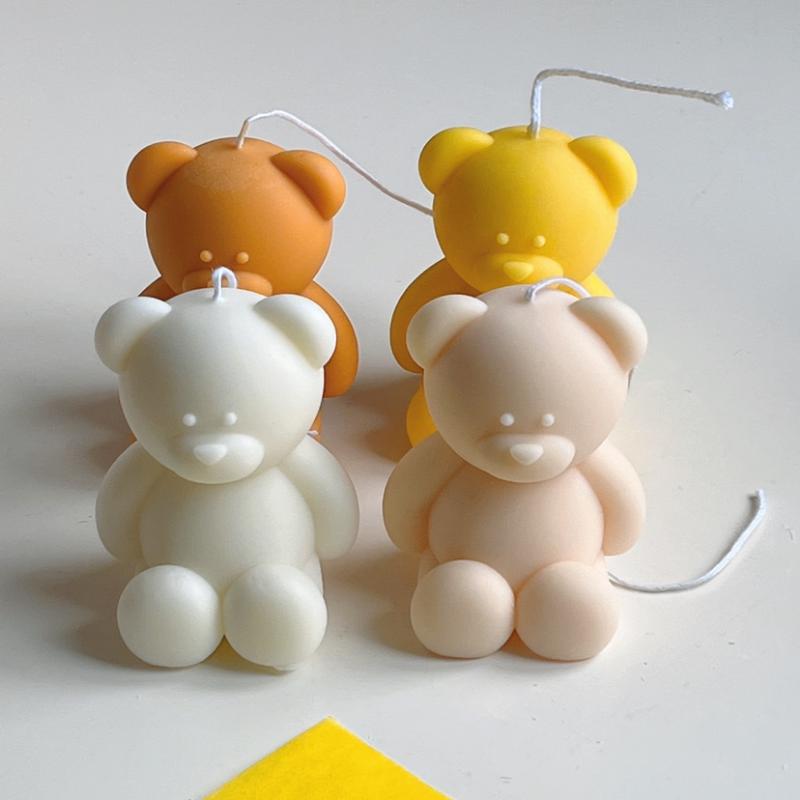 Fashion DIY Handmade Soap Gypsum Ice Block Baking Mold Birthday Party Wedding Gift Making Mold 3D Cute Cartoon Bear Silicone Candle Mold