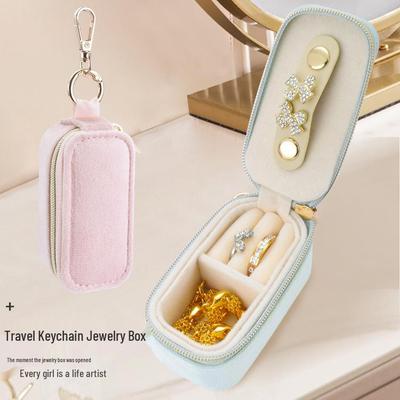 2025 Mädchen Samt Reise Schlüsselanhänger Schmuck Organizer Box