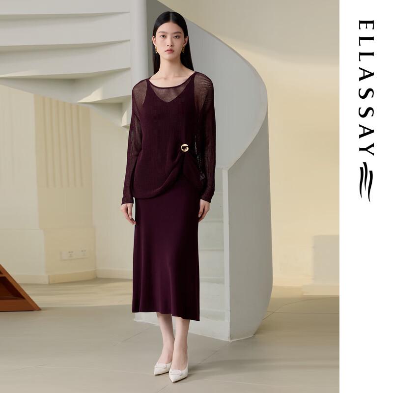 

ELLASSAY 2025 S/S Elegant Hollow-out Cotton Two-Piece Dress S