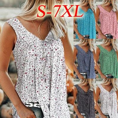 Womens Sleeveless V Neck Casual Blouse Floral Print Lightweight Summer Top with Relaxed Fit and Soft Fabric for Everyday Wear