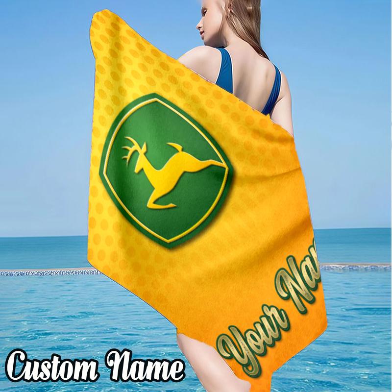 Custom Name John Deere Beach Towel - Soft, Ultra-Absorbent Microfiber, Lightweight, Perfect for Beach, Parties, Travel, Camping